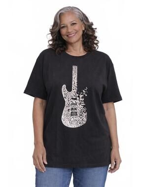 Bible Verse Religious Black Guitar Graphic T-Shirt Gildan 2X